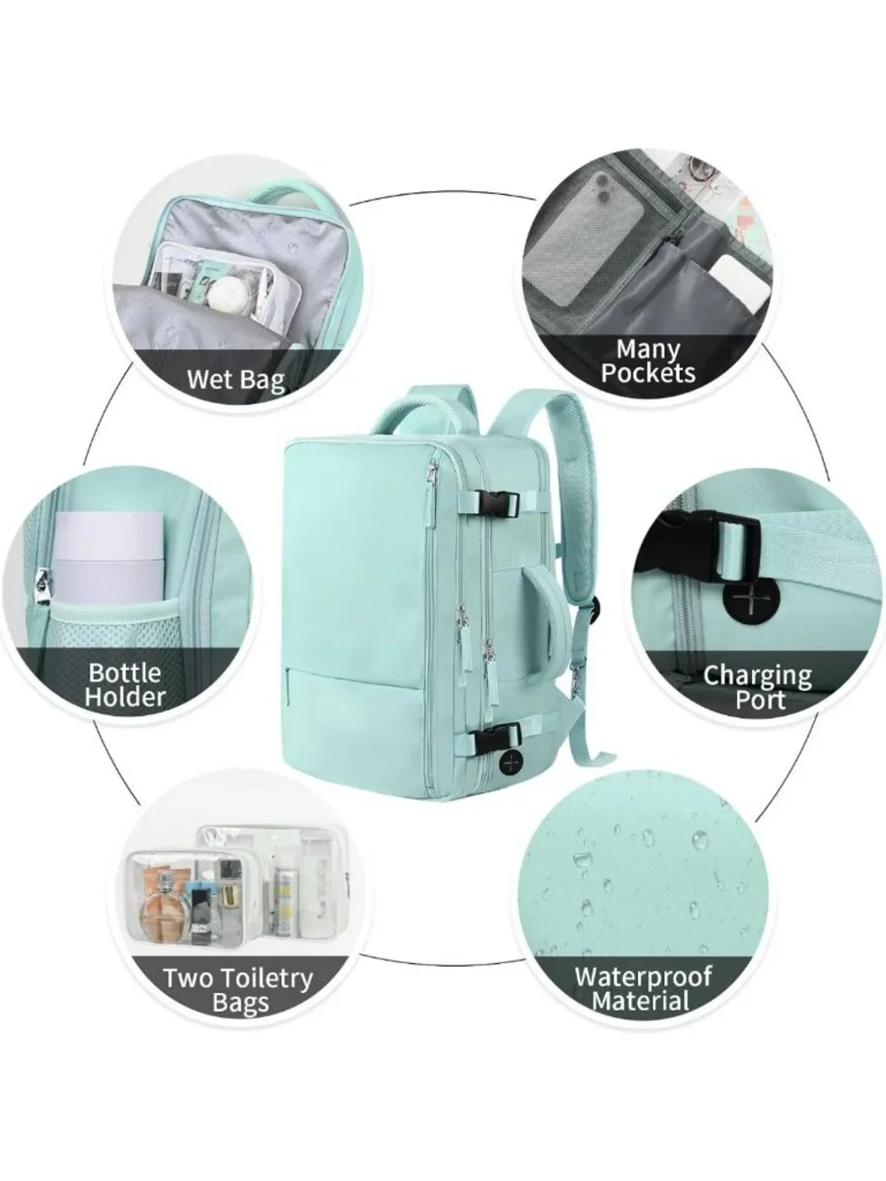 Stylish Waterproof Travel Backpack for Women, 17